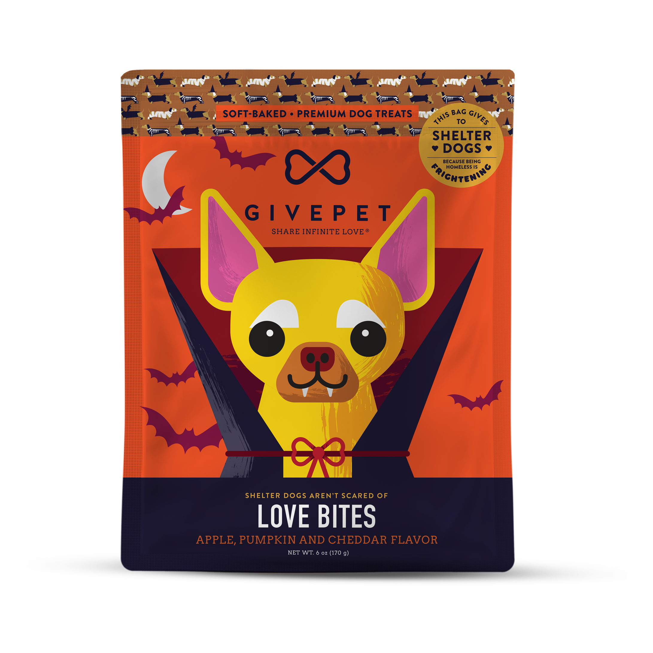 GivePet- Love Bites Halloween Dog Treats Pumpkin & Cheddar