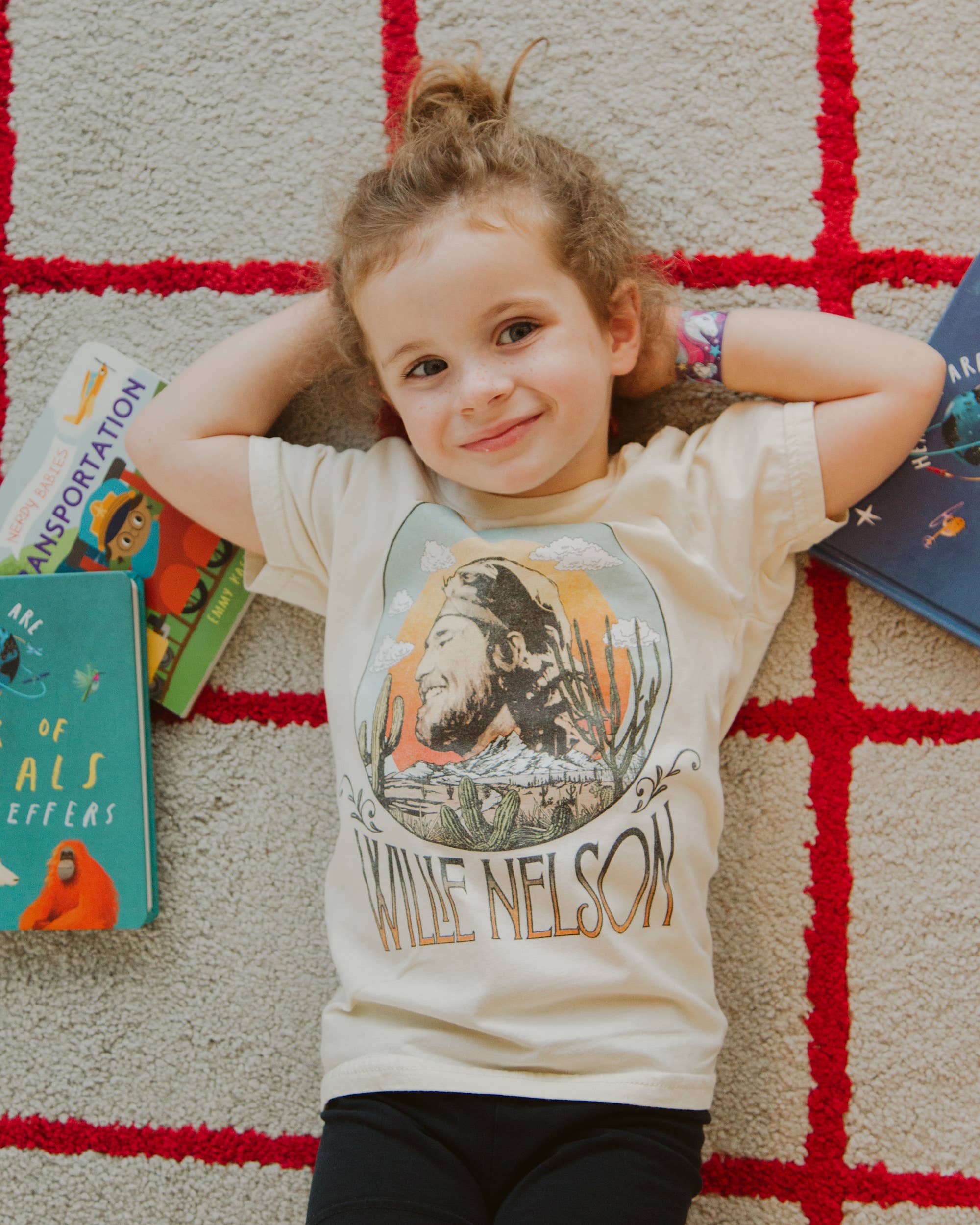 LivyLu- Children's Willie Nelson In the Sky Oatmeal Graphic Tee