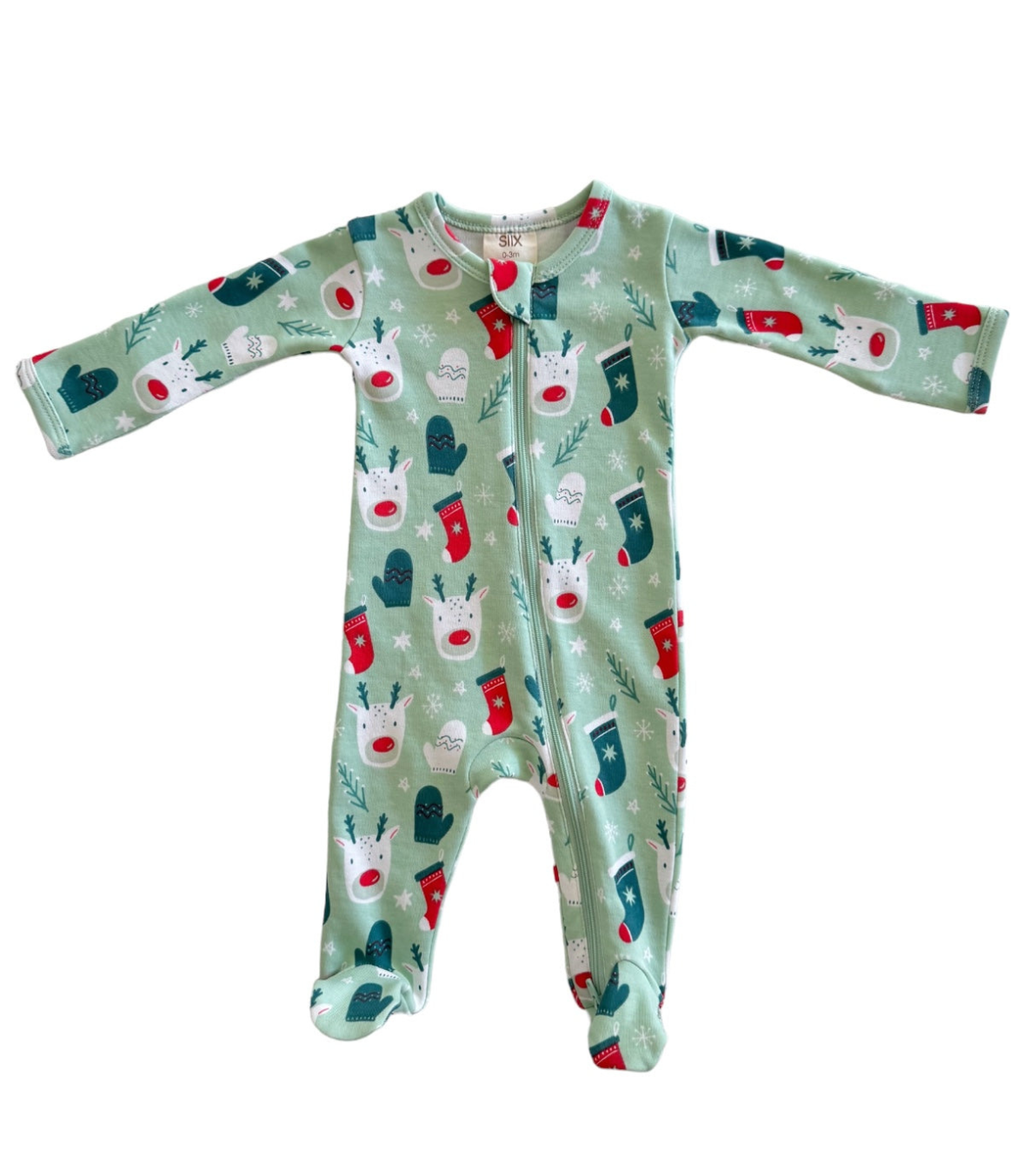 SIIX Collection- Reindeer / Organic Zip Footie