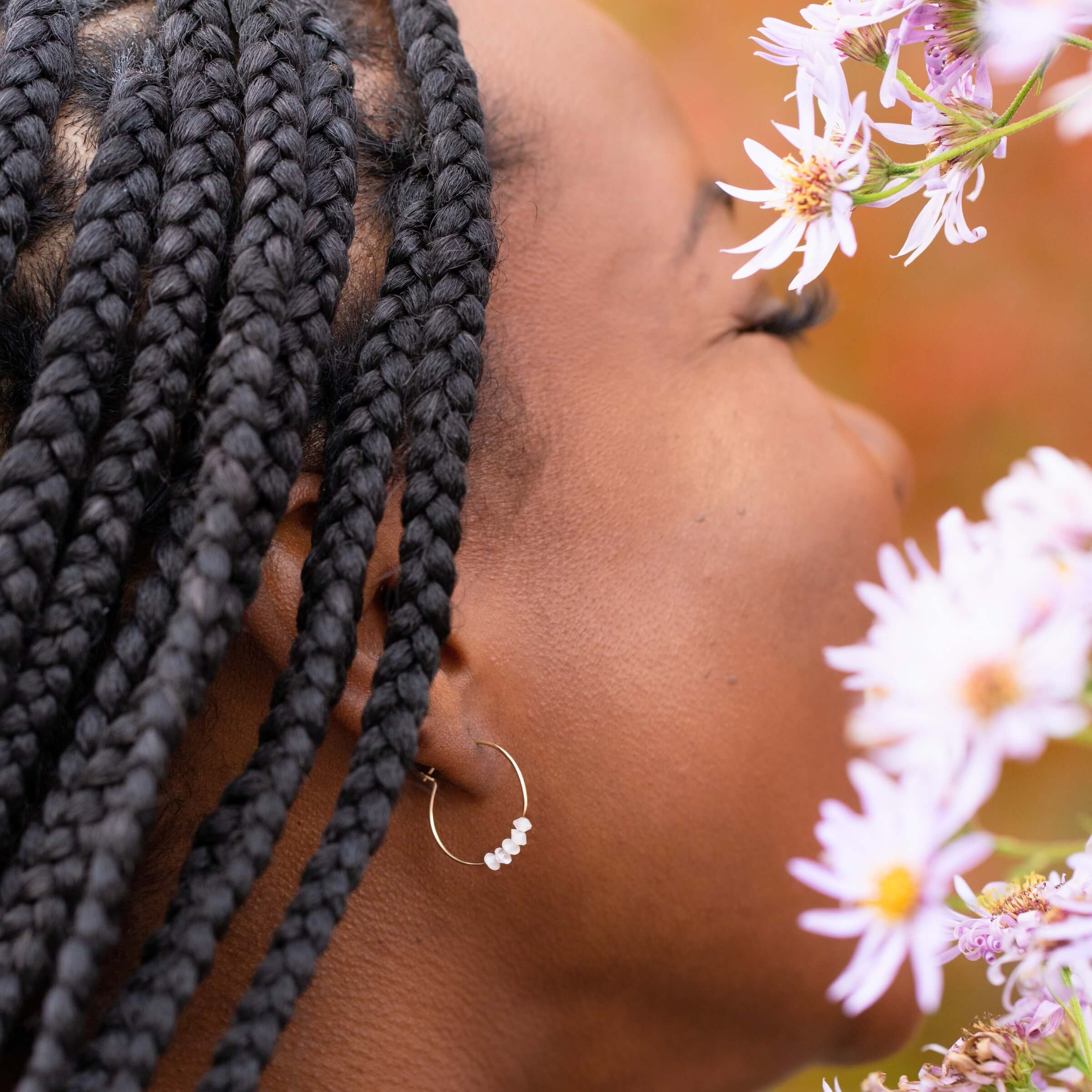 SoulKu- Moonstone Gold Hoop Earrings for Sisterhood