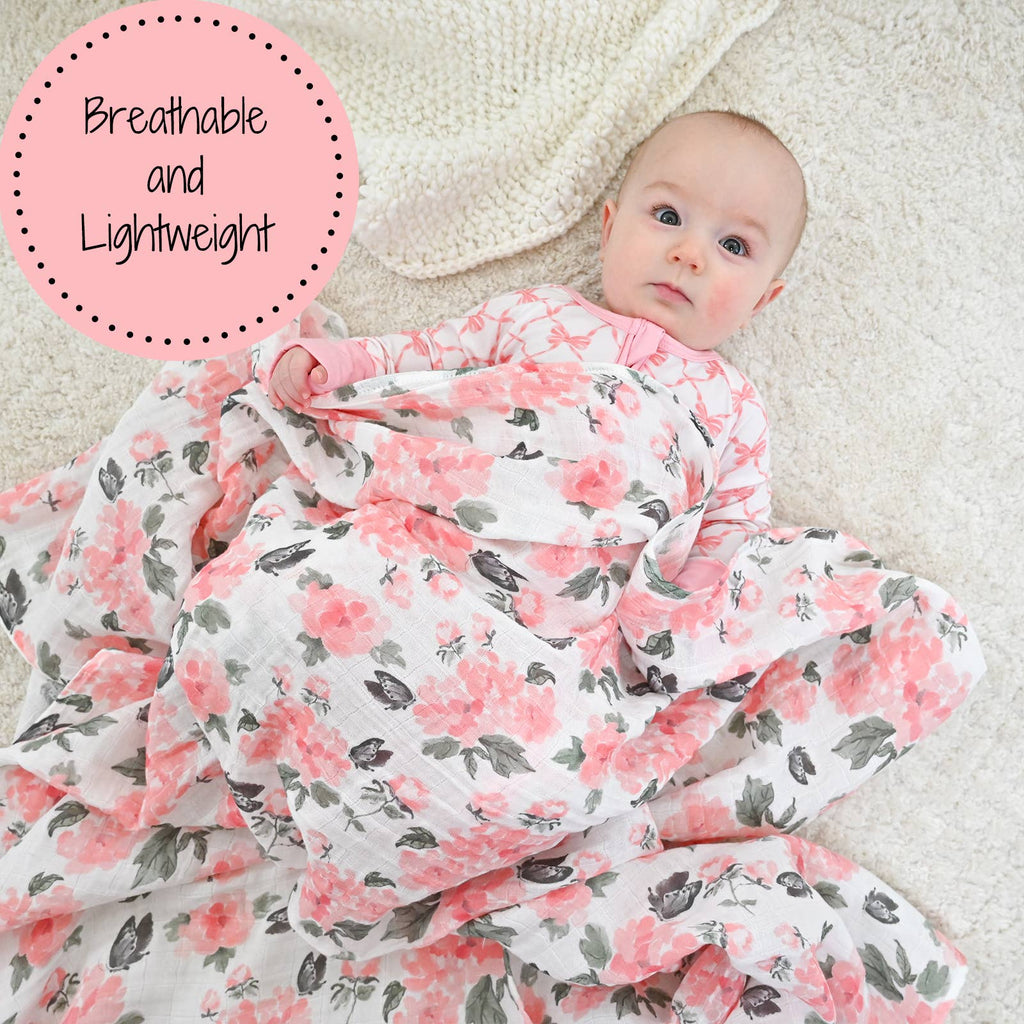 LollyBanks- Pretty in Peony Baby Muslin Swaddle Blanket