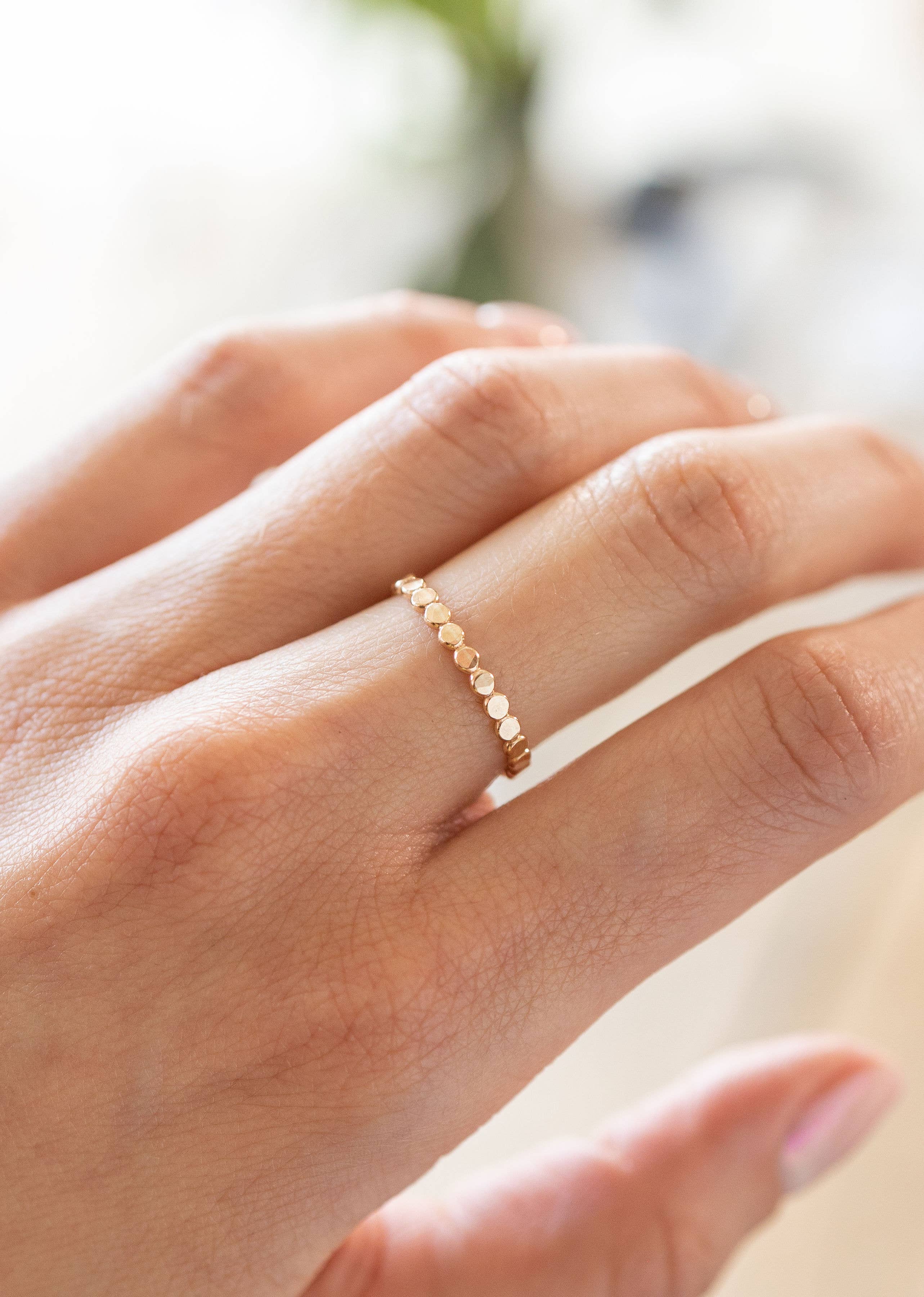 Land of Salt- Coin Hammered Disc Stacking Ring in 14k Gold Filled