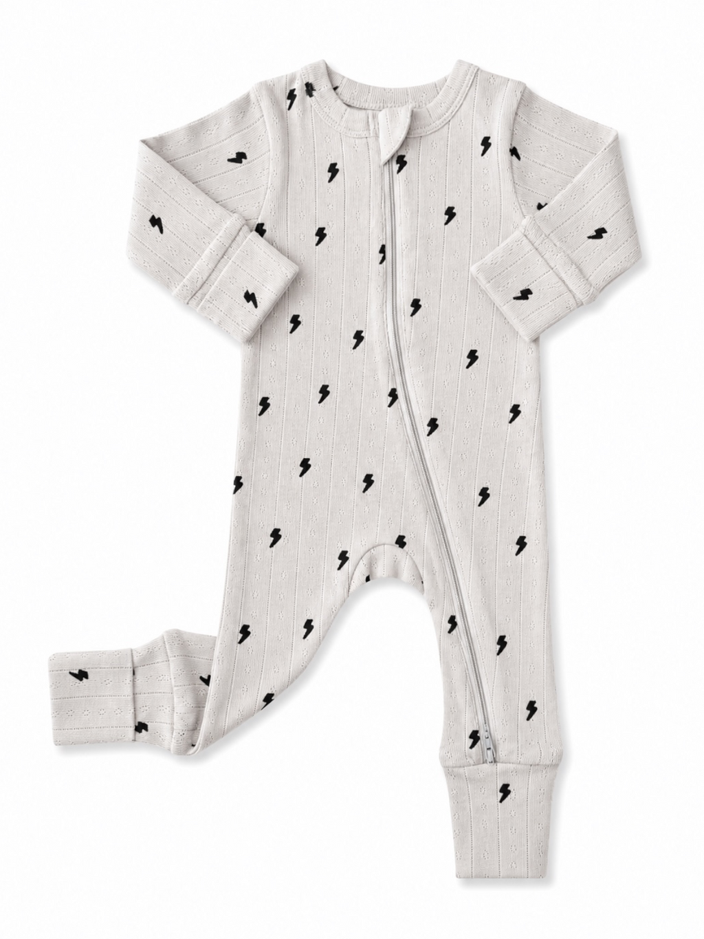 SIIX Collection- Lightning Bolts / Organic Pointelle 2-Way Zip Romper