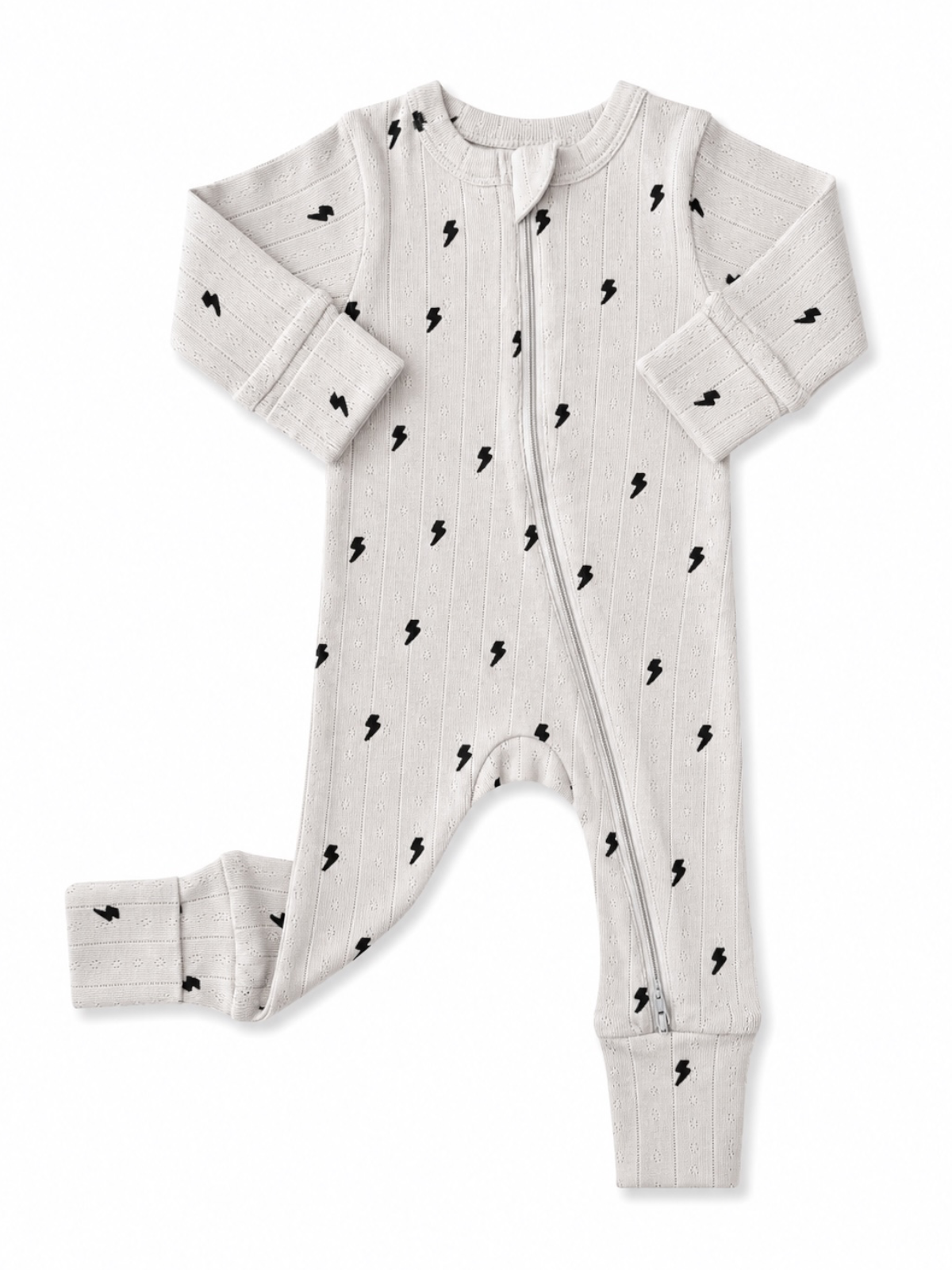 SIIX Collection- Lightning Bolts / Organic Pointelle 2-Way Zip Romper