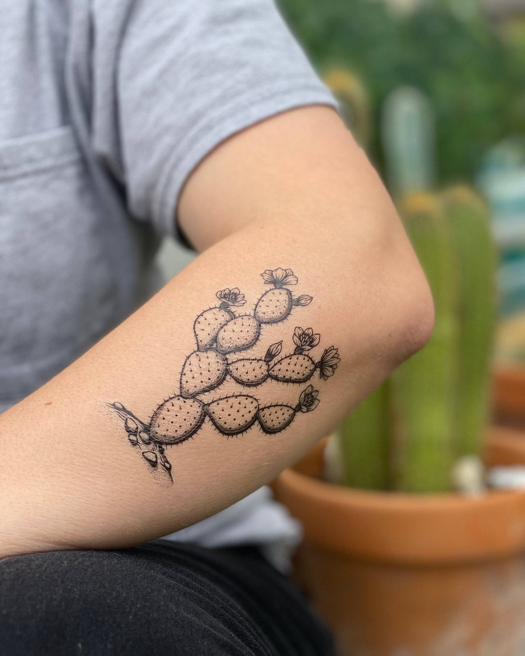 NatureTats - Prickly Pear Cactus Temporary Tattoo