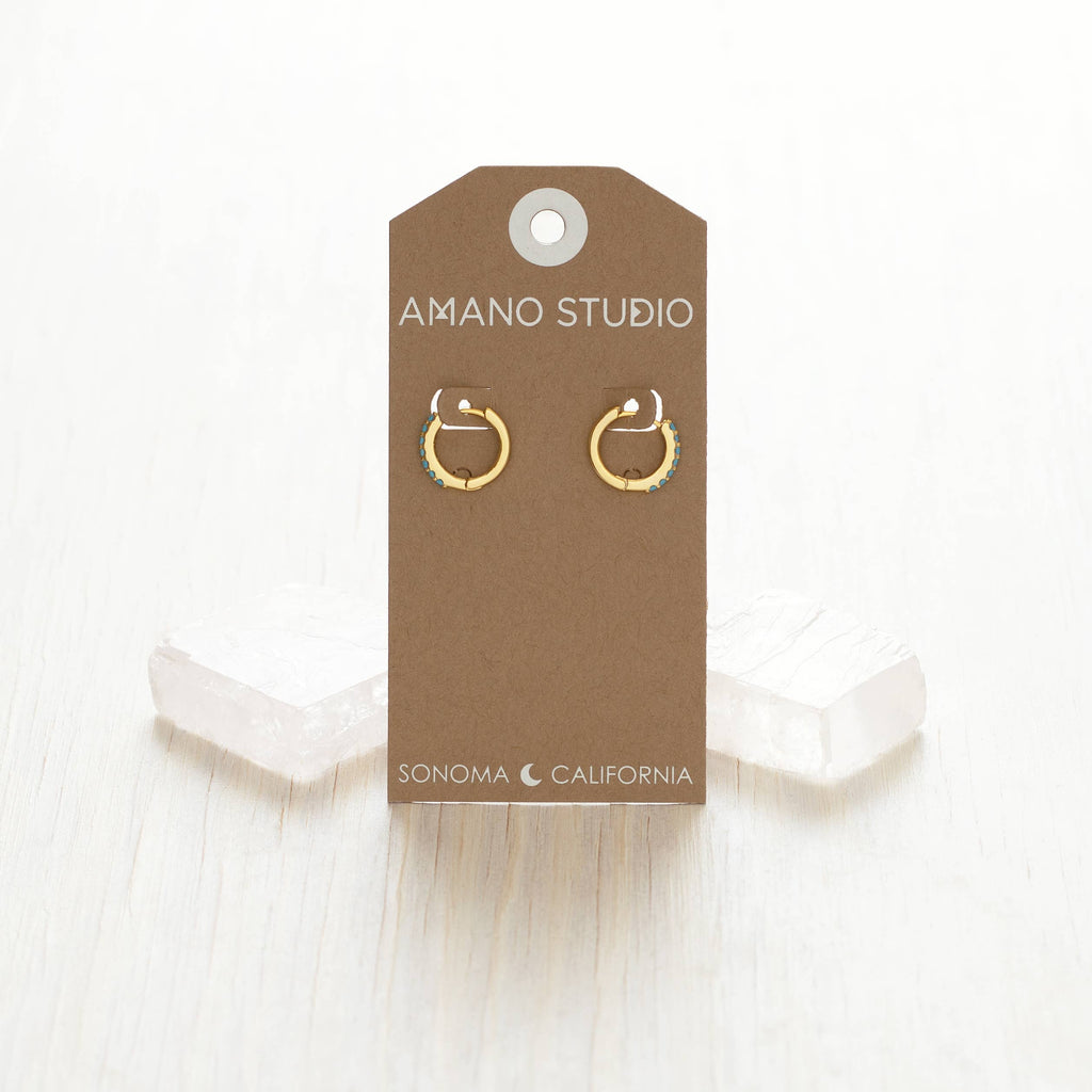 Amano Studio- 13mm Turquoise Huggie Hoops