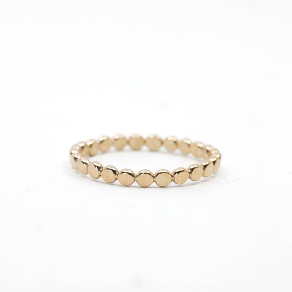 Land of Salt- Coin Hammered Disc Stacking Ring in 14k Gold Filled