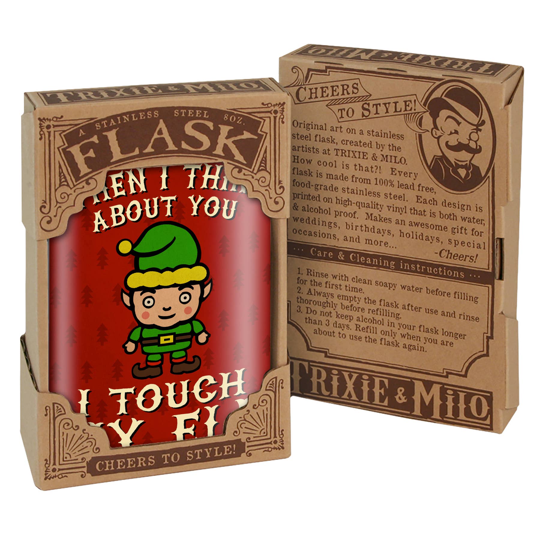 Lucky Jack- Flask - I Touch My Elf, Christmas