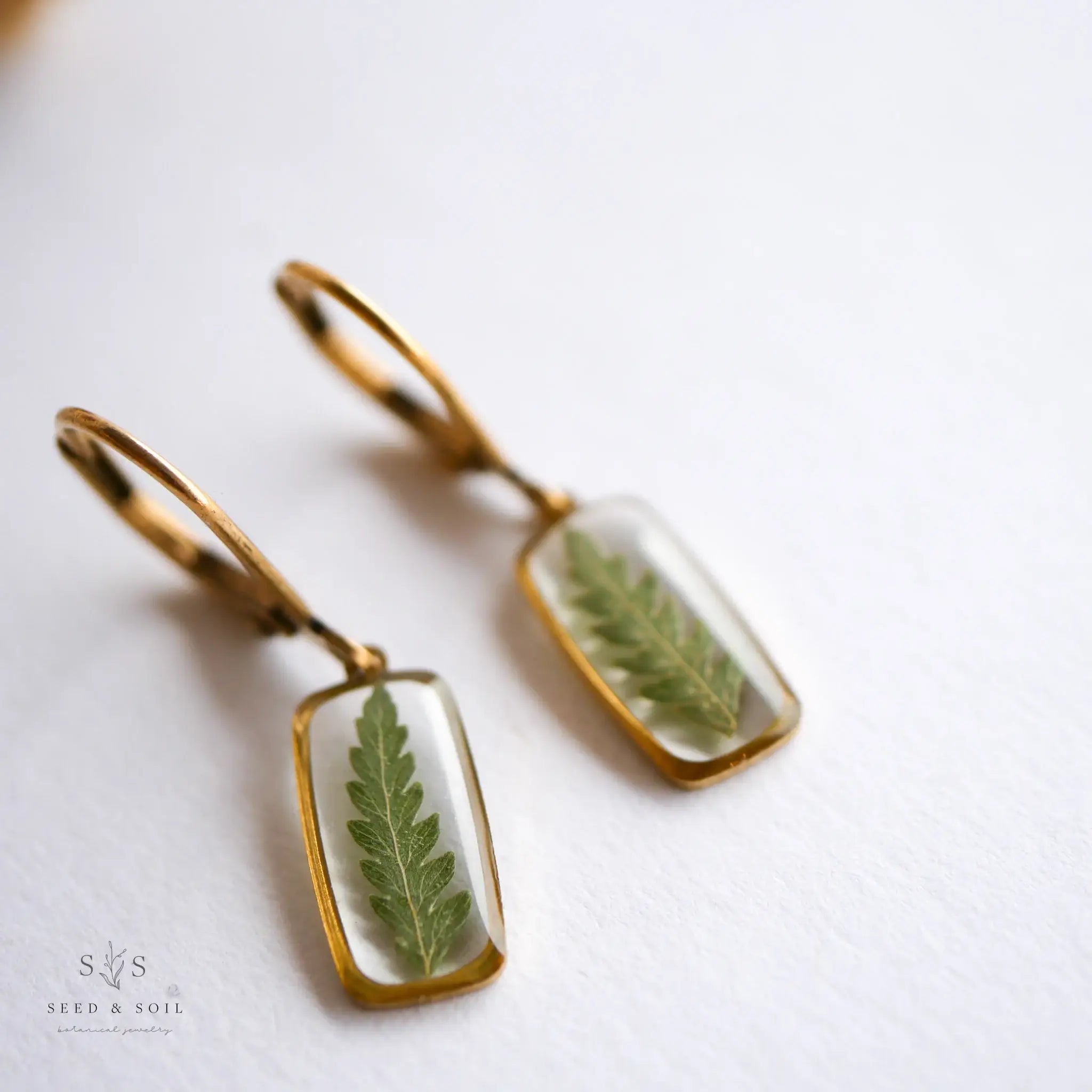 Seed & Soil- Tiny Rectangle Huggie Hoops
