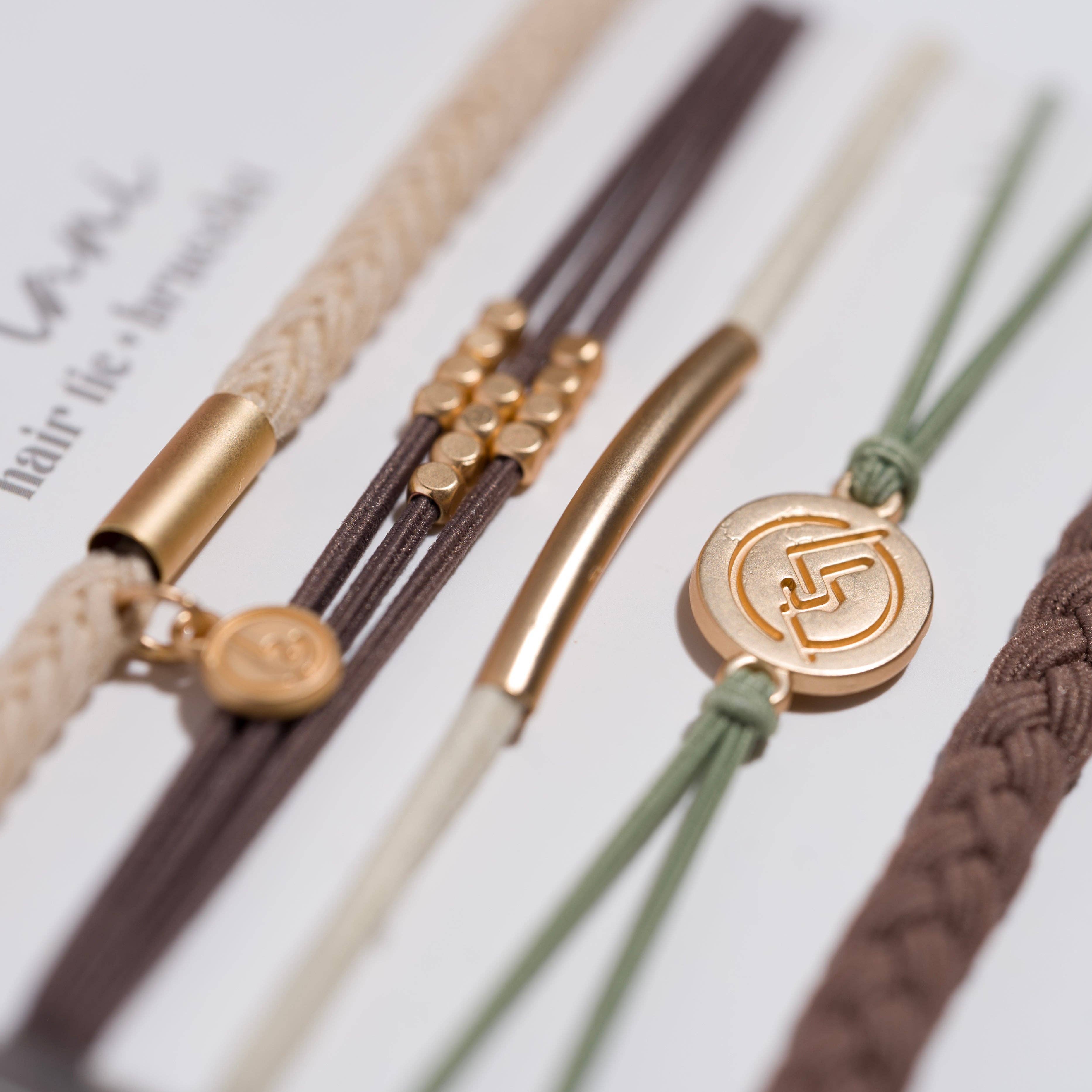 K'Lani- "Climb" Gold Mountain Peak Charm Hair Tie Bracelets