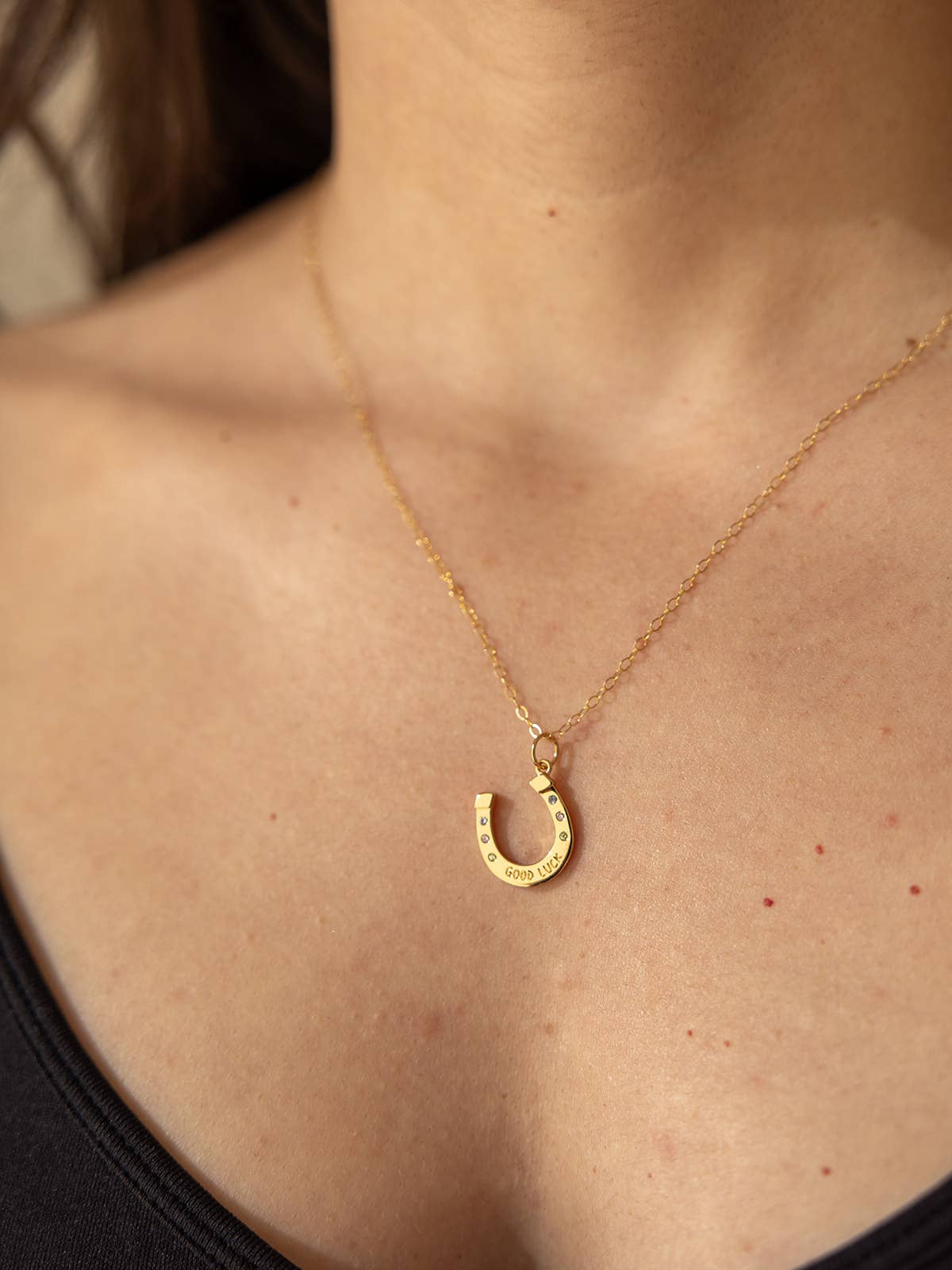 Land of Salt- Good Luck Horseshoe Charm Necklace in Gold