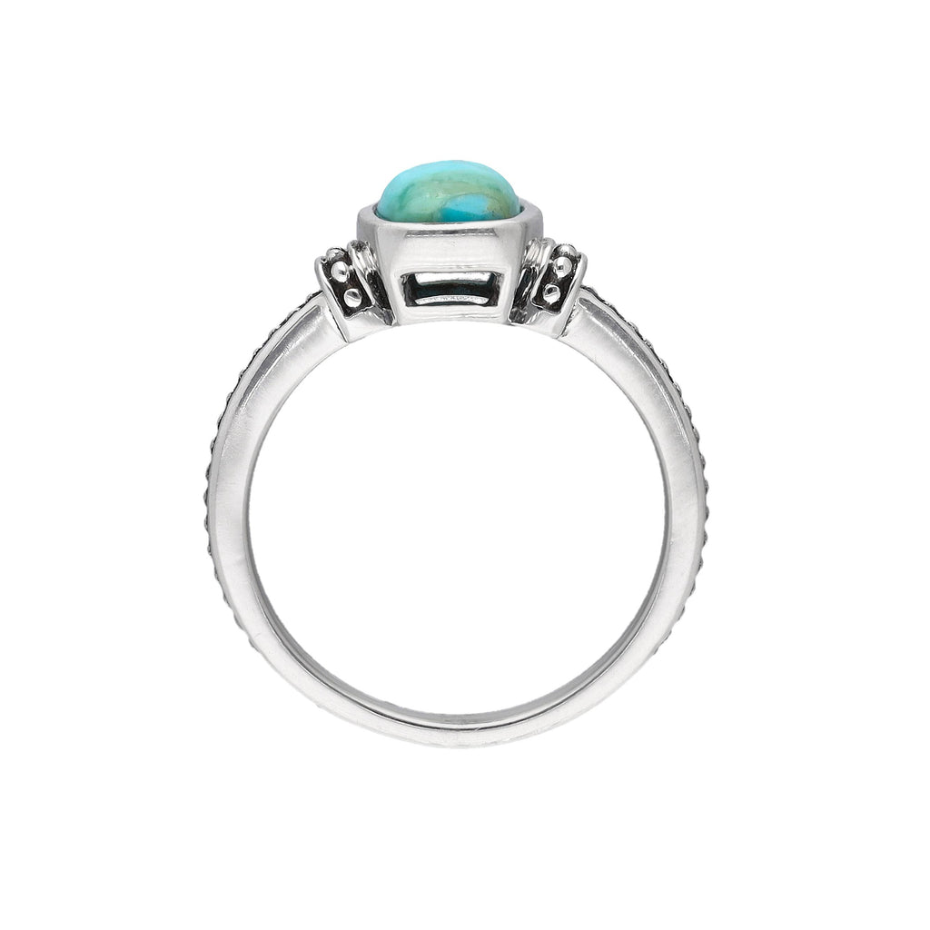 Tiramisu- Sterling Silver Mohave Turquoise Solitaire Ring