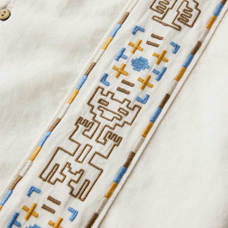 Roark- Gonzo Camp Button Up Shirt in Ivory