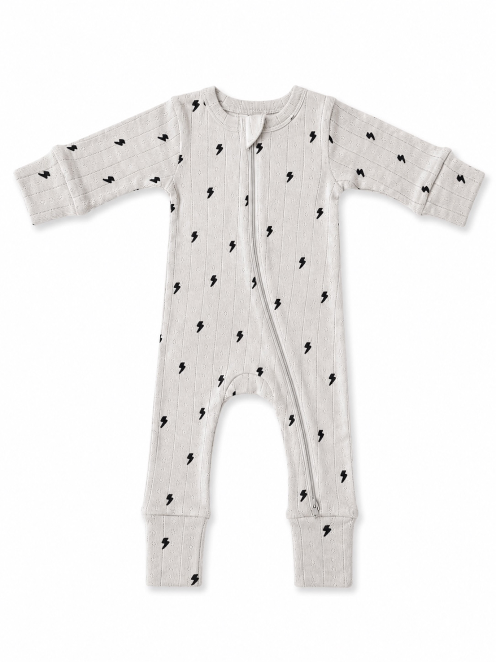 SIIX Collection- Lightning Bolts / Organic Pointelle 2-Way Zip Romper