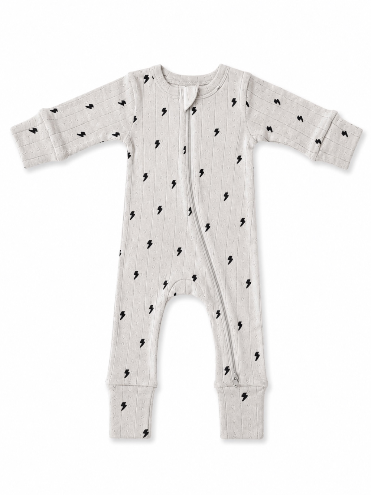 SIIX Collection- Lightning Bolts / Organic Pointelle 2-Way Zip Romper