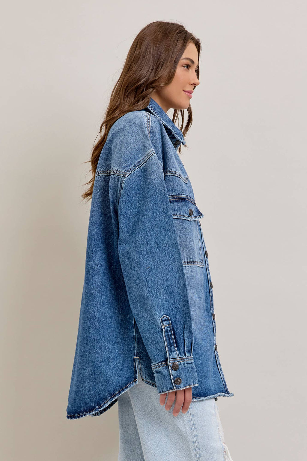 Hidden Jeans- Medium Dark Classic Oversized Western Shirt