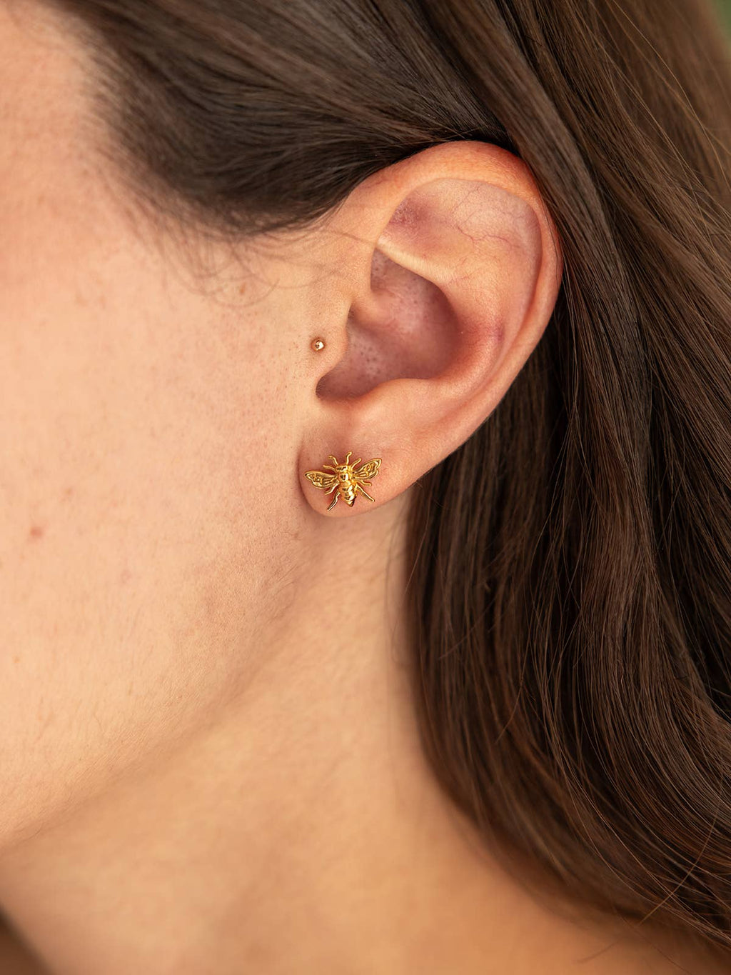 Land of Salt- Honey Bee Stud Earrings in Gold