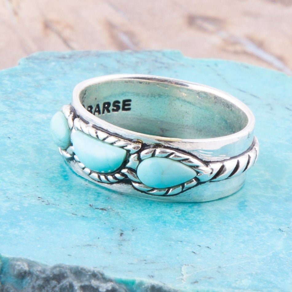 Barse Jewelry- Triple Stone Simplicity Turquoise and Sterling Silver Ring
