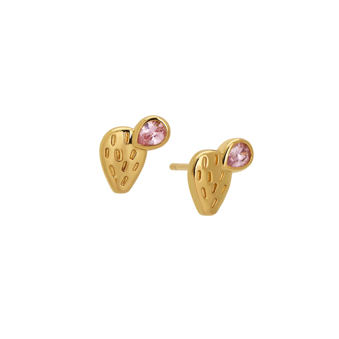 Land of Salt- Prickly Pear Cactus Stud Earrings in Gold