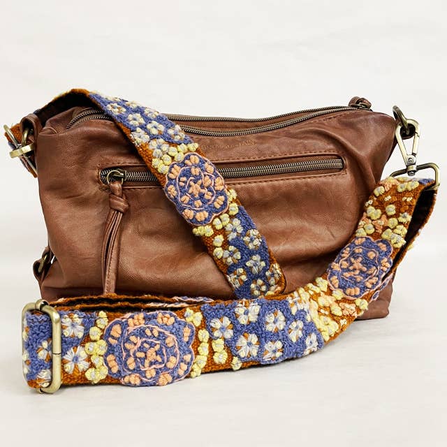 Jenny Krauss- Blue Skies Floral Embroidered Adjustable Bag/Camera Strap