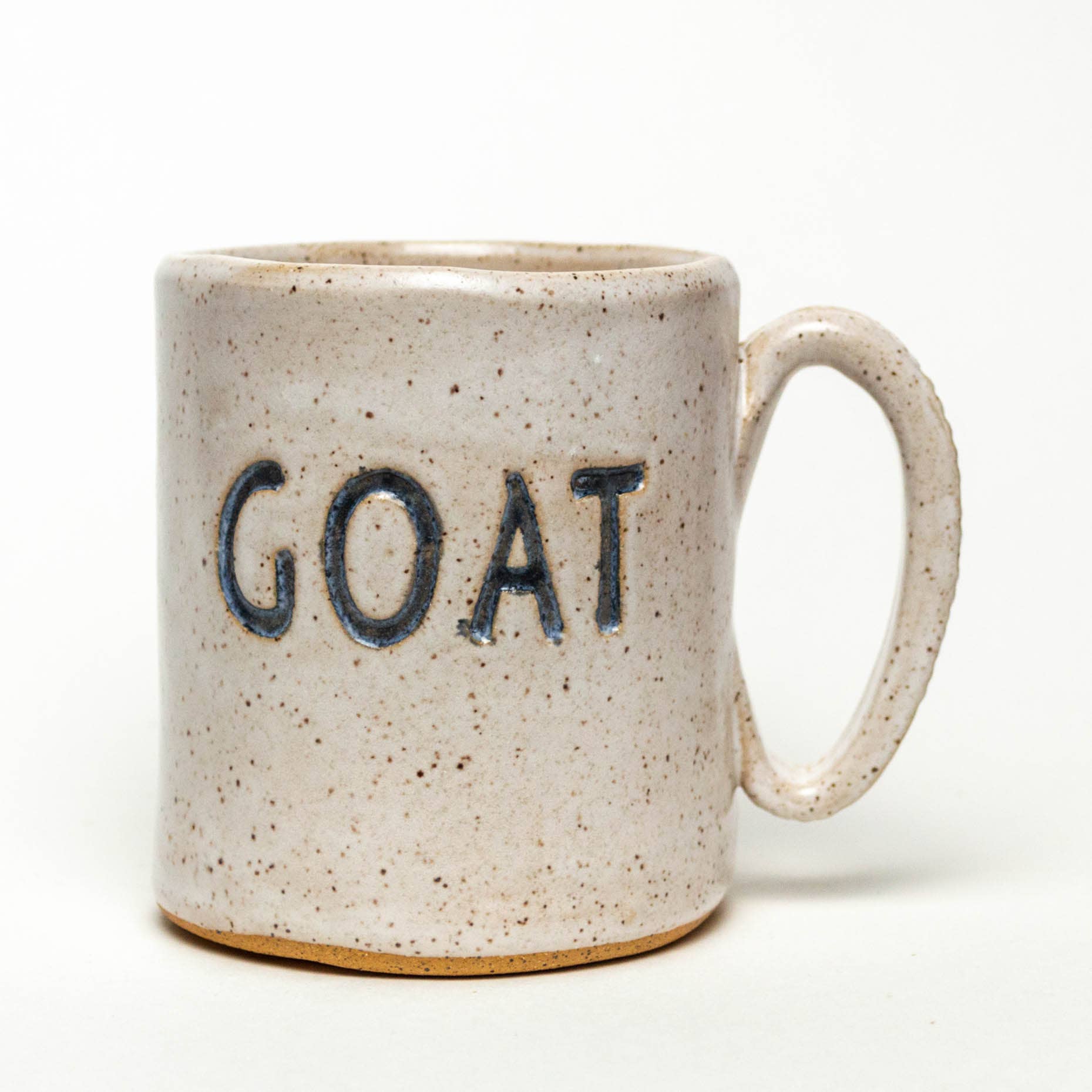 White Squirrel Clayworks- 'GOAT' Handmade in Ohio Ceramic Stoneware White 12oz Mug