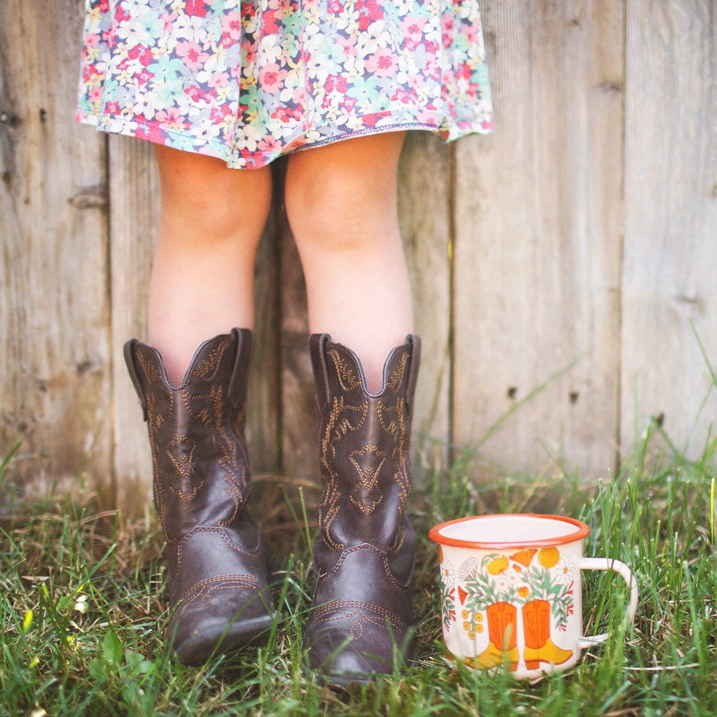Trek Light- Enamel Coffee & Camp Mug | Western Bloom | 16 Oz | Cowboy
