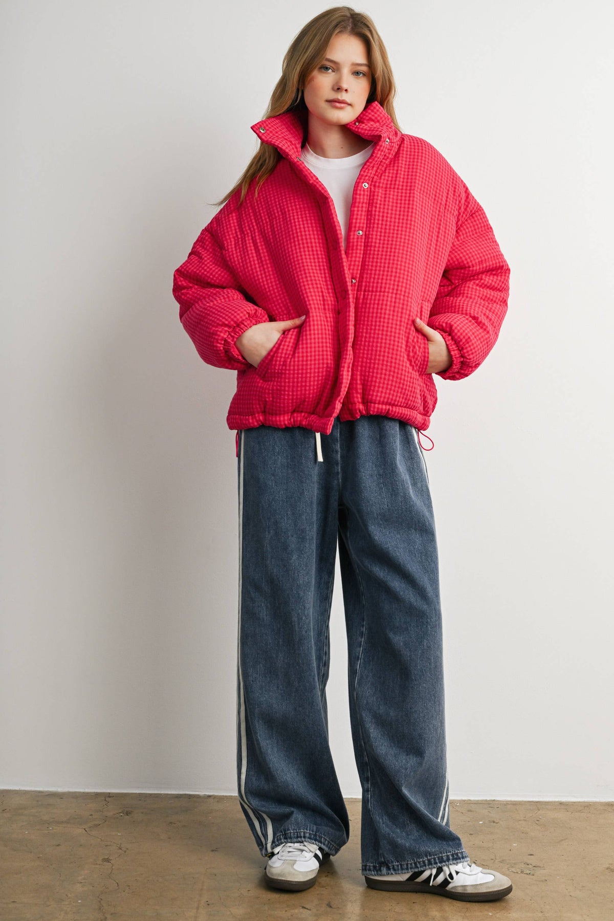 BUTTERMELON- Side Stripe Wide Leg Denim Pants
