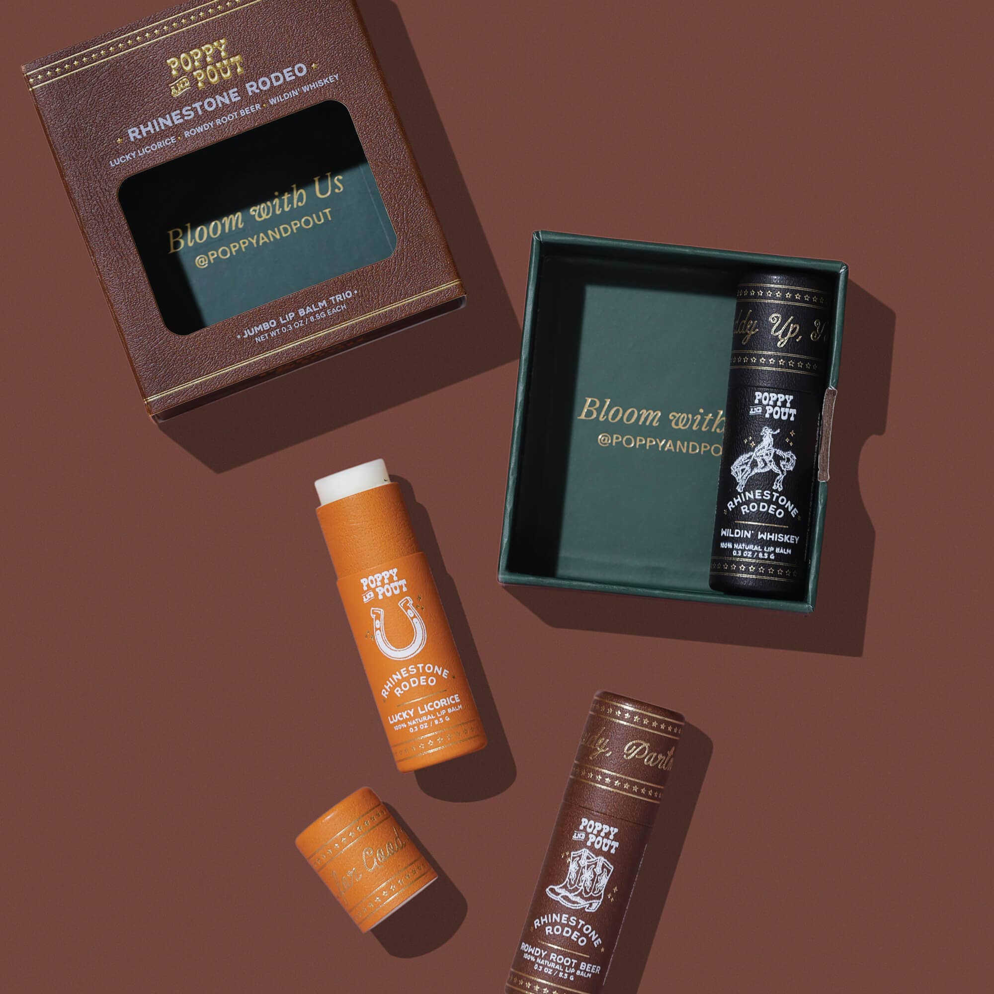 Poppy & Pout- Gift Set, Lip Balm Trio, Rhinestone Rodeo