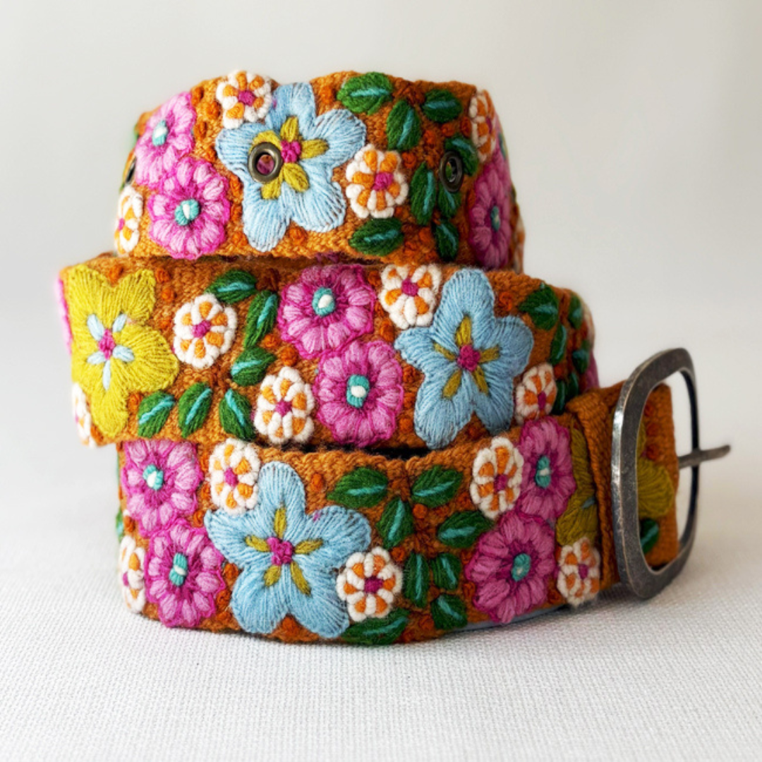 Jenny Krauss- In the Garden Floral Embroidered Wool Belt