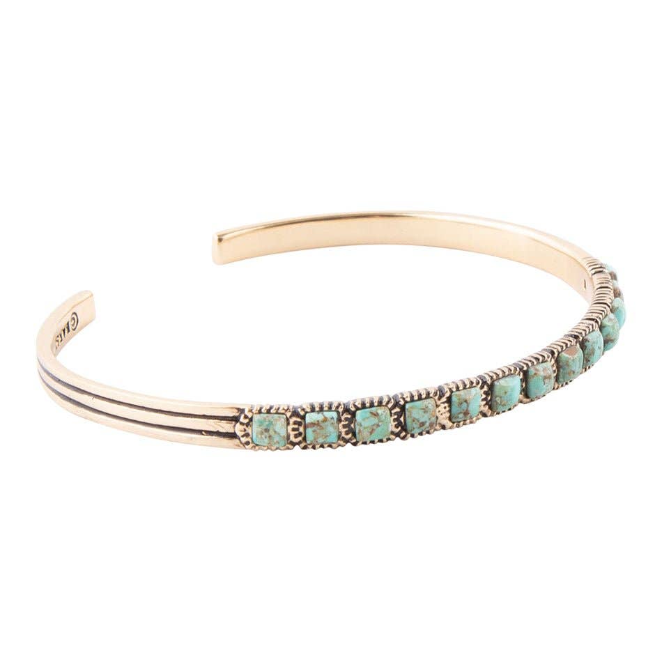 Barse Jewelry- In Line Turquoise and Bronze Cuff Bracelet
