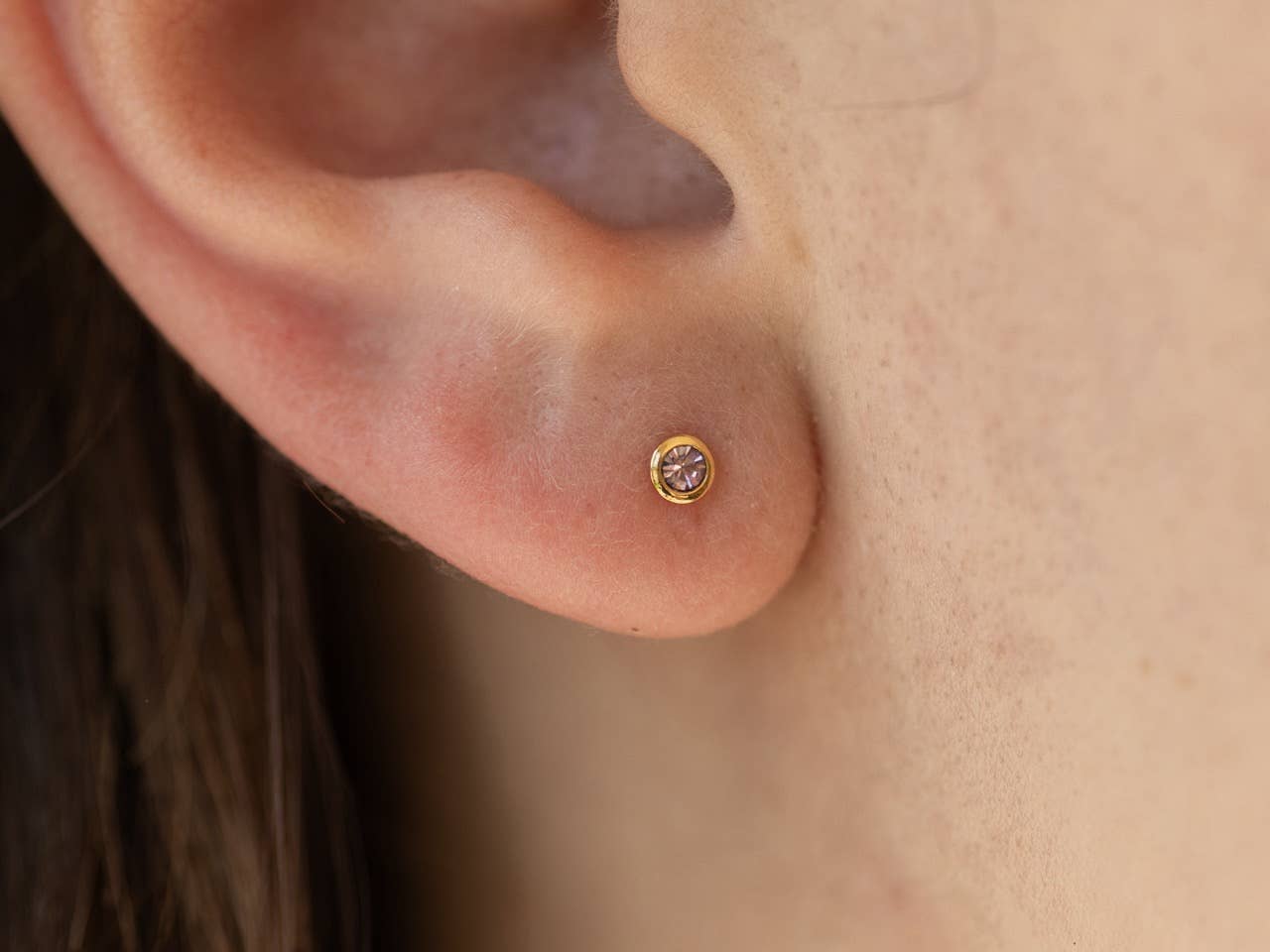 Land of Salt- Birthstone Stud Earrings in Gold - Choose Stone