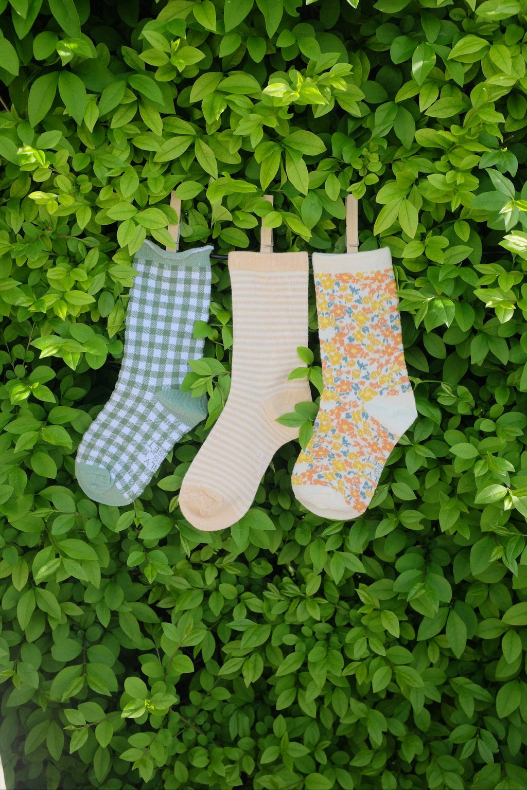 First Summer- Gold Floral Vintage Print Crew Socks