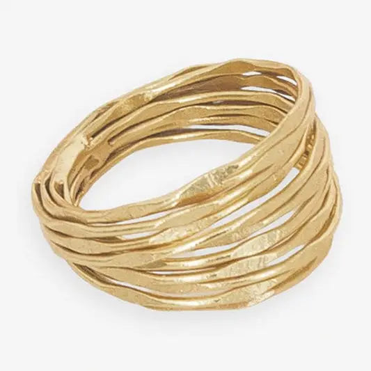 Ink + Alloy- Morgan Brass Multi-Layer Organic Textured Ring 18k