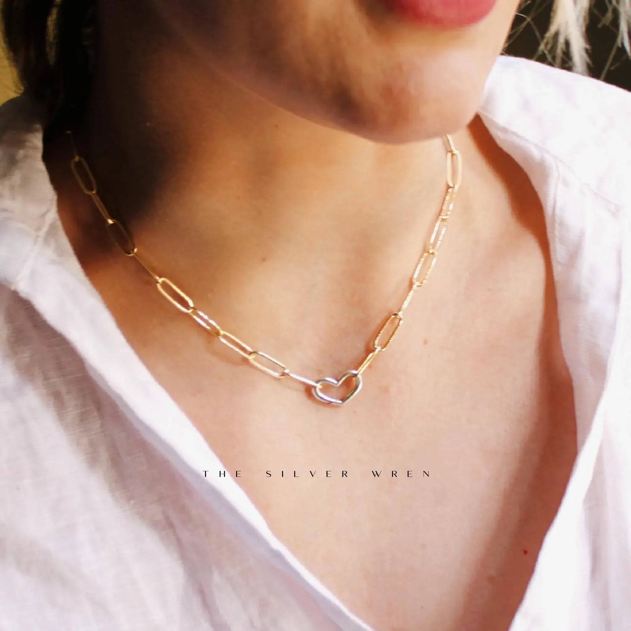 The Silver Wren- Heart Carabiner Charm Holder Necklace