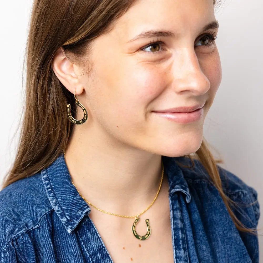 Ink + Alloy- Madison Horseshoe Dangle Earrings Brass