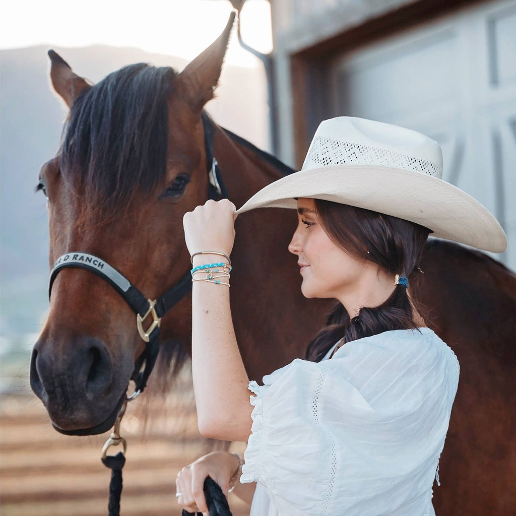 K'lani- "Stride" Turquoise with Gold Cowboy Boot Hair Tie Bracelets