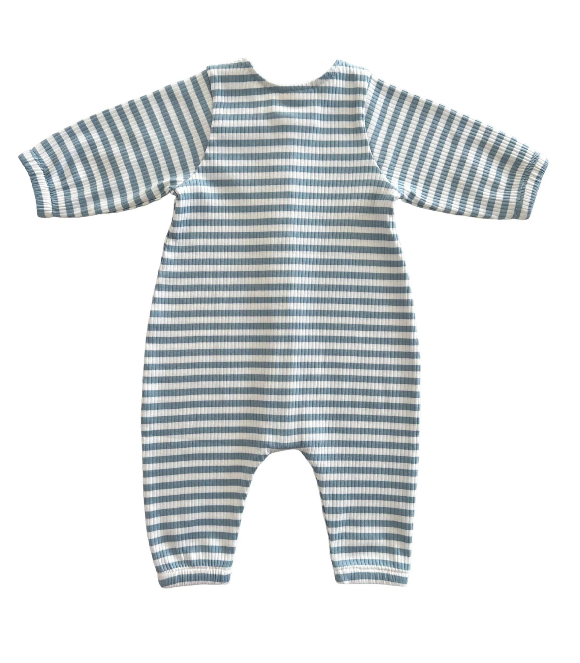 SIIX Collection- Dusty Blue Stripe / Organic Ribbed Long Sleeve Bay Jumpsuit