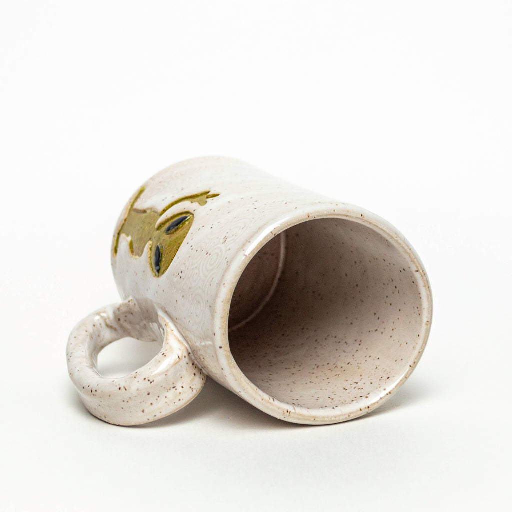 White Squirrel Clayworks- Alien Design Handmade, in Ohio, Ceramic 14oz Mug