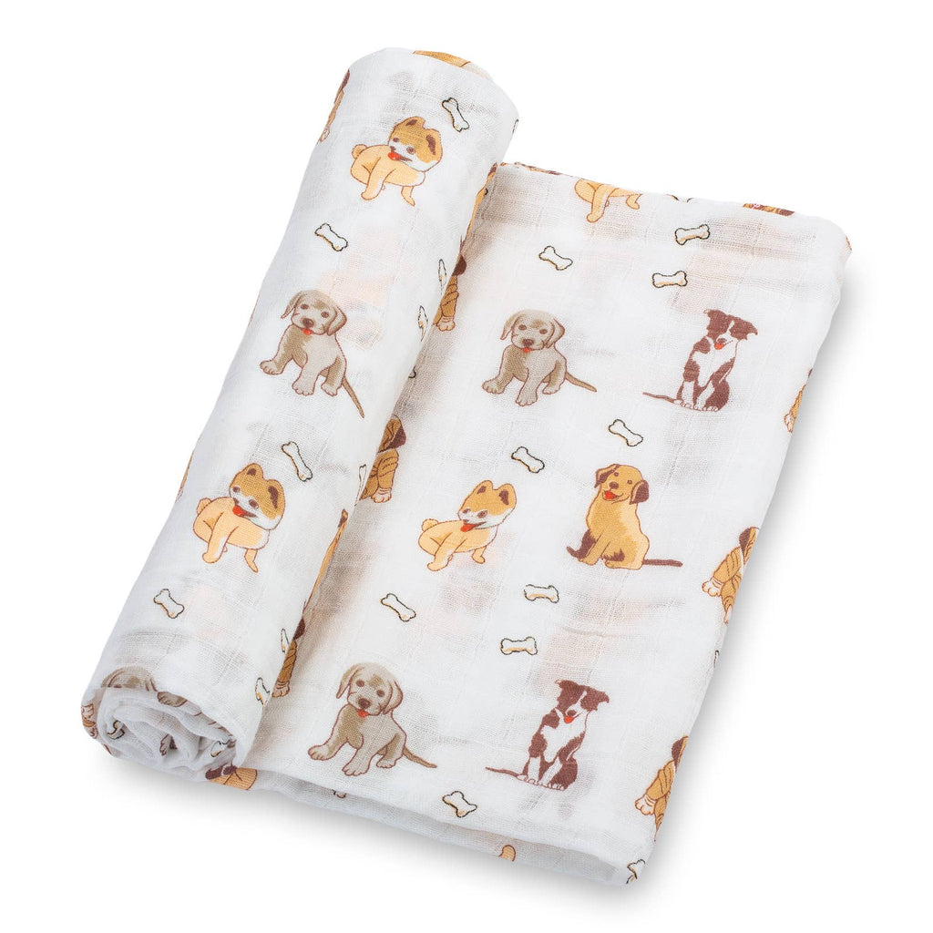 LollyBanks- Woof Woof Baby Muslin Swaddle Blanket