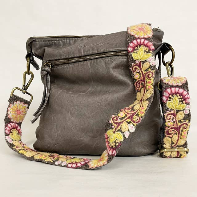 Jenny Krauss- Heather Gray Embroidered Adjustable Bag/Camera Strap