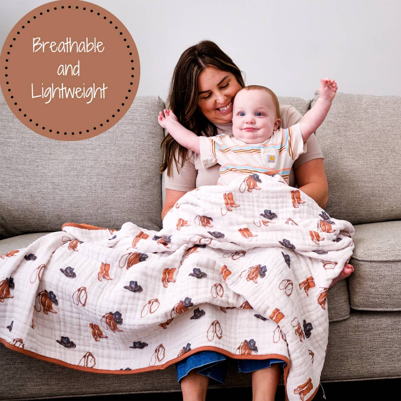 LollyBanks- Life Is Better In Boots Western Baby Toddler Muslin Blanket
