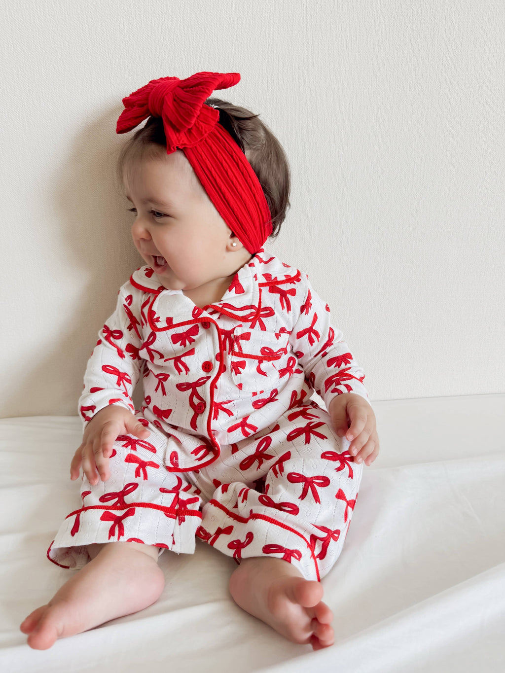 SIIX Collection- Red Bows / Organic Pointelle Lounge Set