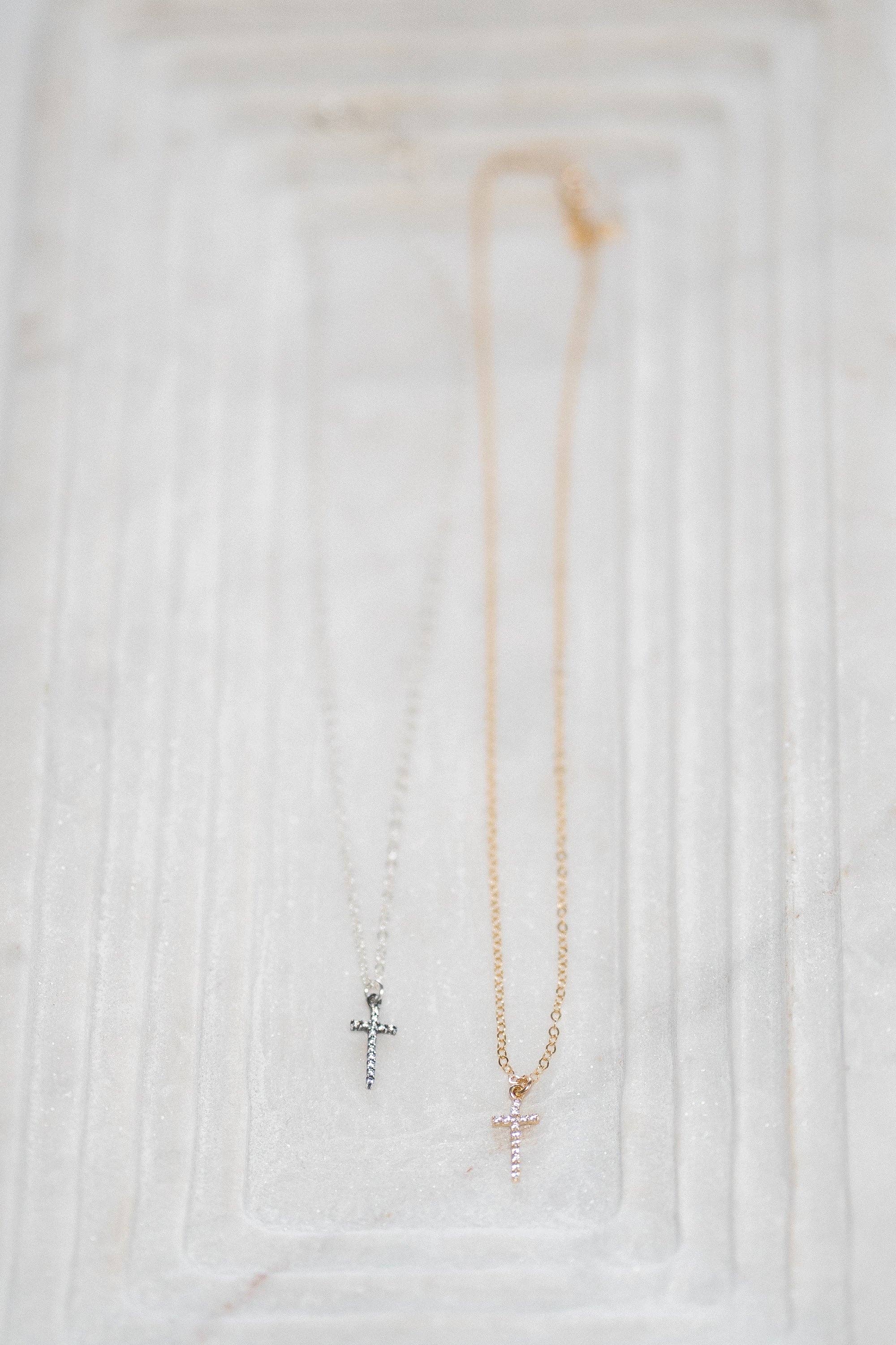 Reva Grey- Dainty Cross Necklace