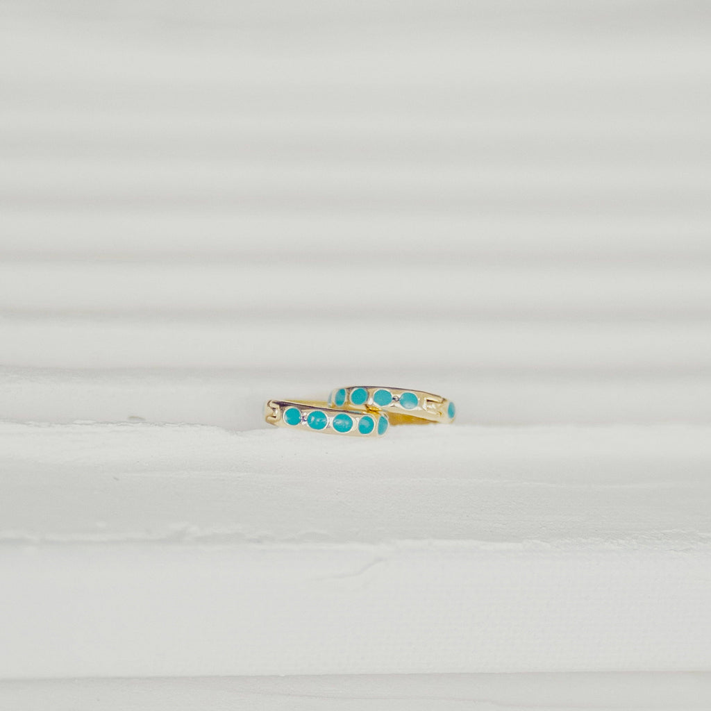 Reva Grey- Turquoise Huggie
