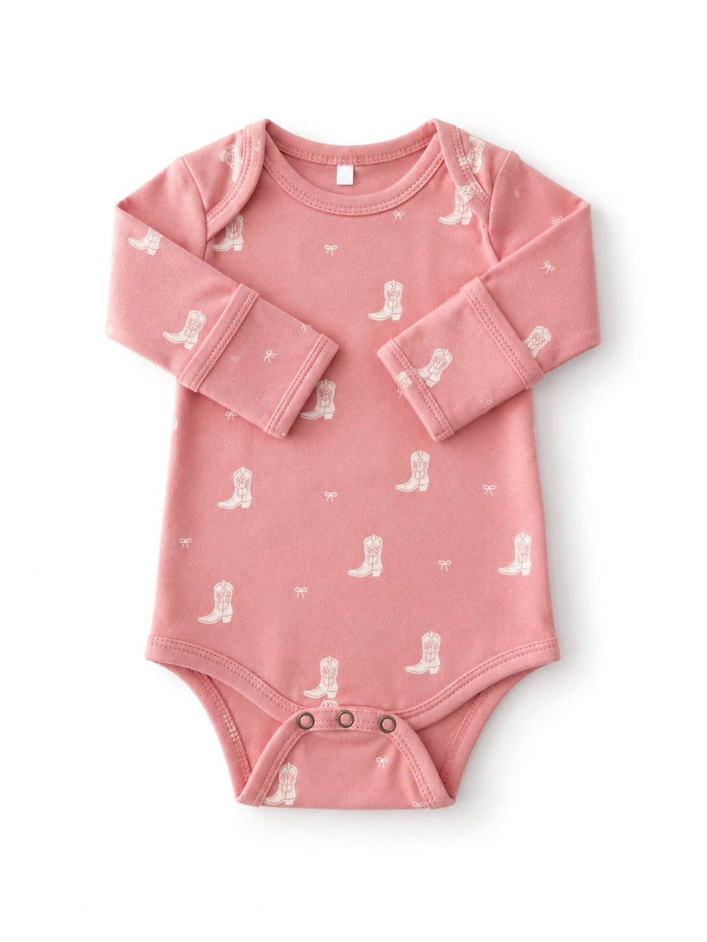 SIIX Collection- Boots & Bows / Organic Cotton Long Sleeve Bodysuit