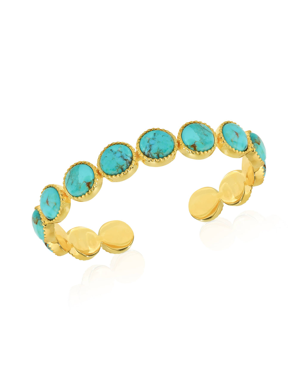 Tiramisu- Bohemian Gold Plated Bezel Mohave Turquoise Cuff Bracelet