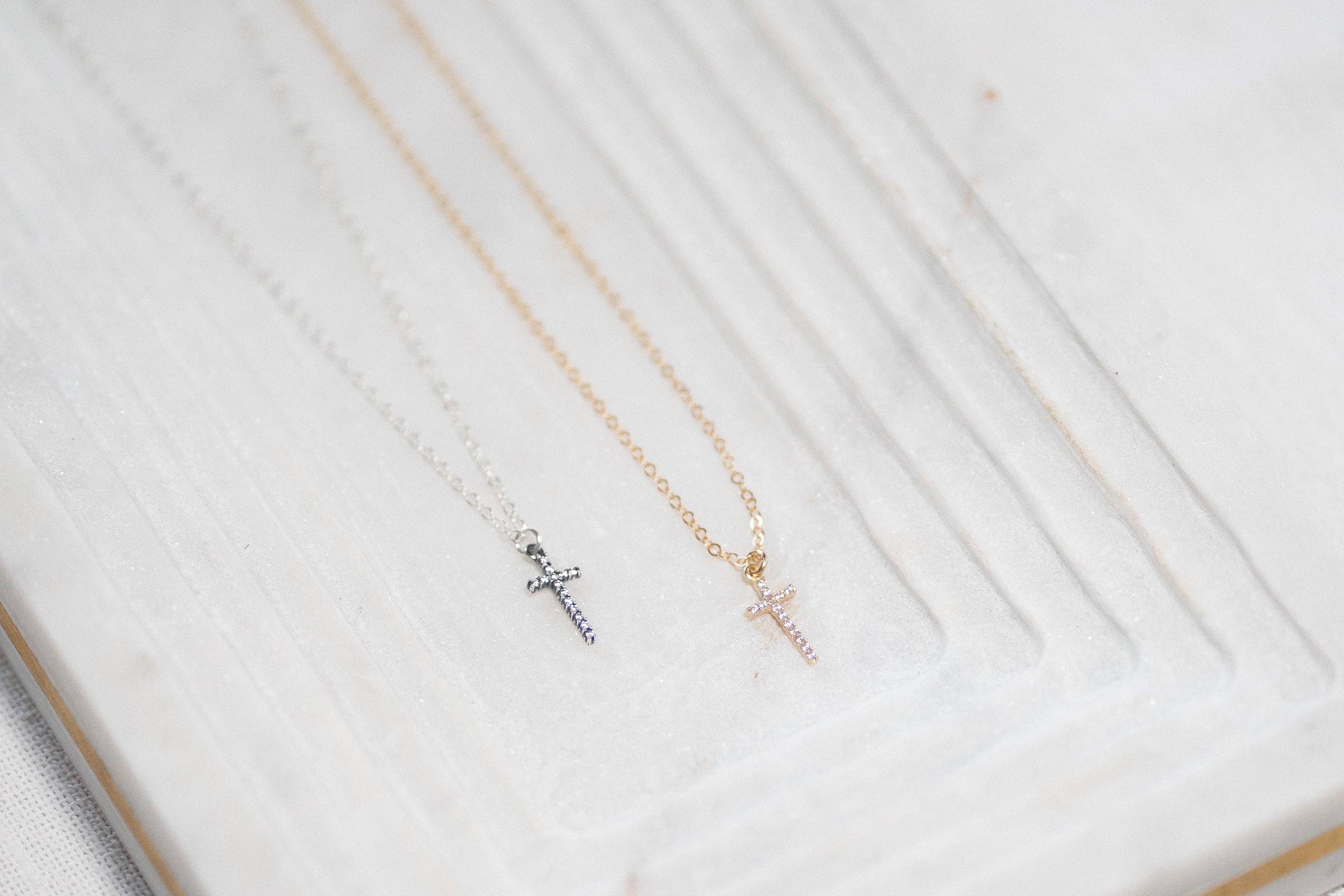 Reva Grey- Dainty Cross Necklace