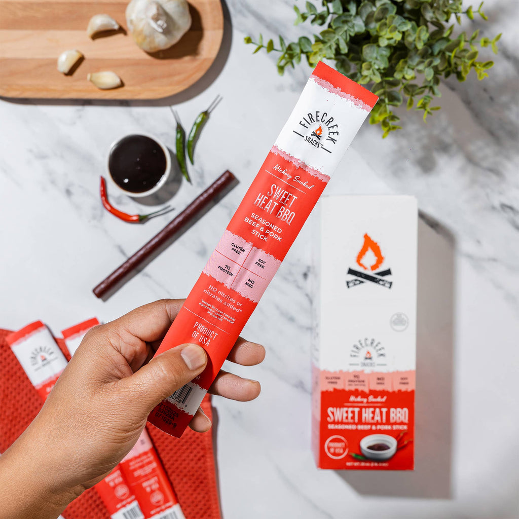 FireCreek Snacks- Sweet Heat BBQ Beef & Pork Meat Sticks - 20ct Protein Snacks