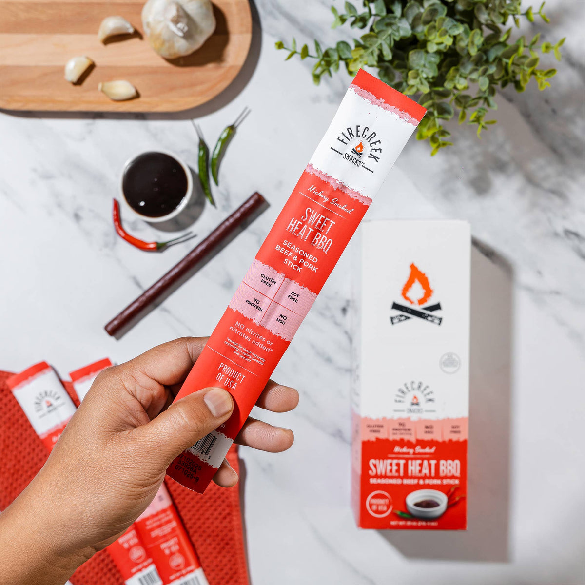 FireCreek Snacks- Sweet Heat BBQ Beef & Pork Meat Sticks - 20ct Protein Snacks