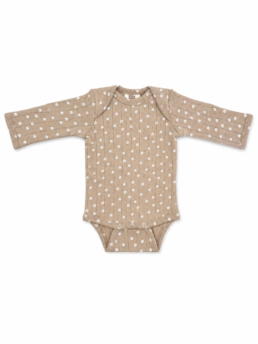 SIIX Collection- Almond Bloom / Organic Pointelle Long Sleeve Bodysuit